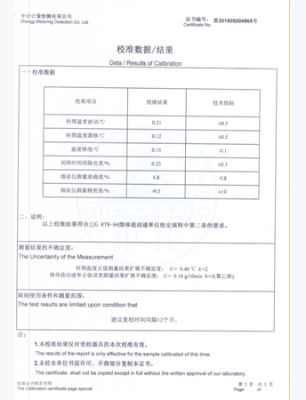 熔体流动速率仪校准数据结果